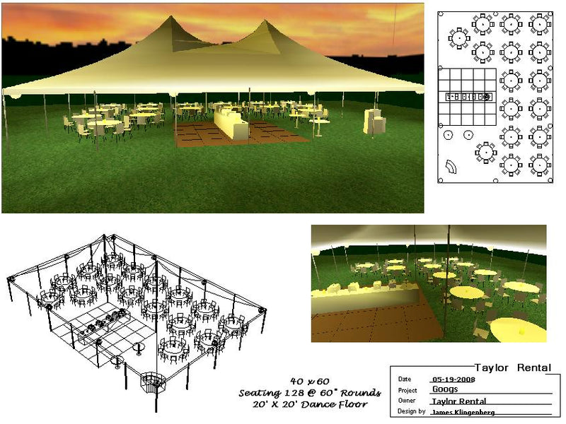 Taylor True Value Rental of Holland tent layout blueprint