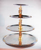3-Tier Serving Tray, Silver with Gold Trim